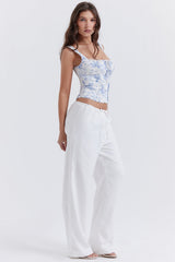 ivory linen mix trousers