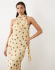 Gina Tricot scarf neck maxi dress in yellow polka dot