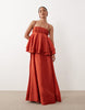Petite double layer maxi dress in rust
