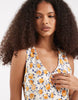 AWARE sleeveless v-neck maxi dress in cream floral print