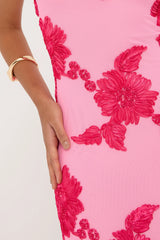 Luck & Trouble Nia Applique Maxi Dress Pink