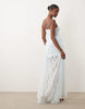 Premium corset bandeau lace maxi dress with skirt overlay in light blue