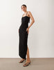 Ellen lace trim cami slip dress in black