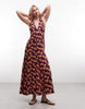 Susmie's halterneck flowing maxi dress in pink floral