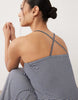 dropped waist midaxi dress in navy & white stripe