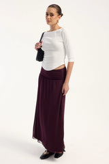 Luck & Trouble Millie Mesh Maxi Skirt Burgundy