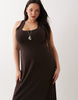 Curve scoop neck maxi dress in chocolate