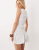 shirred dropped waist mini dress in white