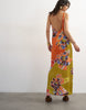 Topshop bias cut halter neck open scoop back satin maxi dress in bold contrast floral