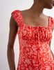 Topshop button front cap sleeve maxi sundress in red ditsy floral