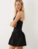 scoop halter mini dress with cotton poplin skirt in black