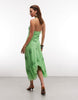 Reclaimed Vintage Limited Edition halter neck midi dress with scarf detail and embroidery in green
