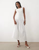 Mango cotton rich puff ball maxi dress in white