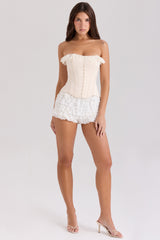 cream satin lace trim corset top