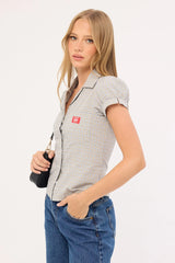 Worship Push Back Short Sleeve Shirt Blue