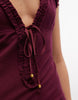 deep plunge cami maxi sundress with ruffle trim in plum