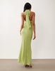 lace halter neck maxi dress with embroidered detail in green