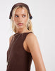 & Other Stories boat neck pure linen mini dress in chocolate brown