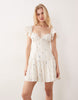 Kiss The Sky Bella flutter sleeve floral mini dress in white