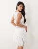 tassel hem mini dress in white
