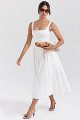 white cotton midi sundress