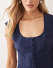 square neck button down mini sundress in navy