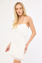 Luck & Trouble Lumira Lace Frill Mini Dress White
