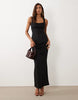 super scoop cami sculpted maxi dress in black scuba-style fabric