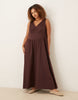 Curve waisted v neck maxi dress with seaming details in chocolate