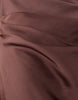 deep scoop neck midaxi dress with asymmetric draped skirt overlay in chocolate