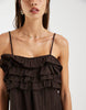 Object textured ruffle layered detail cami maxi dress in chocolate