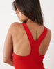 rib knit racer back maxi dress in red
