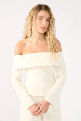 Perfect Stranger Lupa Off Shoulder Long Sleeve Top Cream