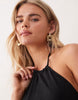 Miss Selfridge Petite linen blend halter neck midaxi dress in black