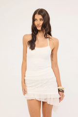 Luck & Trouble Kelsie Lace Splice Mini Skirt White
