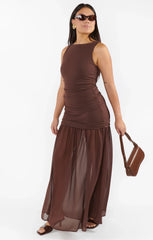 Aria Maxi Dress ~ Chocolate Stretch Chiffon