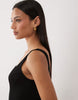 square neck seam detailing midi dress in black