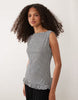 sleeveless midaxi dress with dropped waist in gingham print