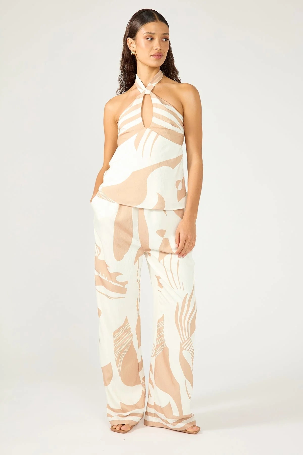 Perfect Stranger Cielle Halter Cami Top Nude Print