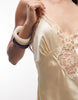 Reclaimed Vintage maxi tea dress with lace inserts in yellow