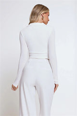 BASE Form Luxe Knit Collared Long Sleeve Top White