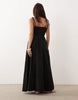 Petite Faith beach shirred maxi dress in black