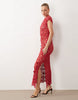crochet open back maxi dress with sequins in red