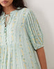 YAS Festival boho style puff sleeve maxi dress with button front detail in soft green floral stripes