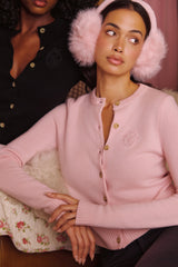 pink cashmere + wool cardigan