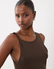 Mango twist strap jersey midi dress in brown