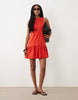 sleeveless mini dress with bubble hem in red