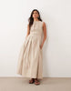 ARRANGE cinched waist pleated maxi dress in stone