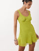chiffon draped fringe detail mini dress in olive