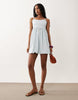 cami mini bubble dress with open back in light blue